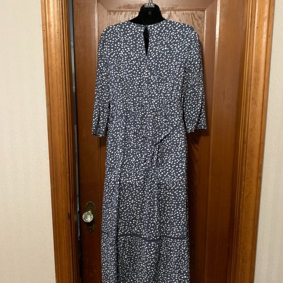 Isabel Maternity by Ingrid & Isabel Blue Polka Dot Midi Tie Dress Size M - Picture 2 of 12